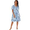 Dreams & Co. Plus Size Short Floral Print Cotton Gown(French Blue Garden)
