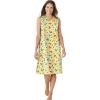 Dreams & Co. Plus Size Short Sleeveless Sleepshirt(Yellow Cats)