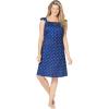 Dreams & Co. Plus Size Short Supportive Gown(Evening Blue Dot)