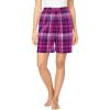 Dreams & Co. Plus Size Woven Sleep Short(Dark Grape Plaid)