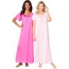 Only Necessities Plus Size 2-Pack Long Silky Gown(Paradise Pink Pink)