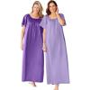 Only Necessities Plus Size 2-Pack Long Silky Gown(Plum Burst Soft Iris)