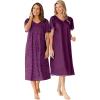 Only Necessities Plus Size 2-Pack Short Silky Gown(Dark Berry Animal)