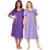 Only Necessities Plus Size 2-Pack Short Silky Gown(Plum Burst Soft Iris)