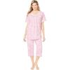 Only Necessities Plus Size 2-Piece Pintuck Tee And Capri Sleep Set(Pink Dancing Floral)