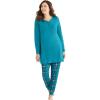 Only Necessities Plus Size Henley Tunic & Jogger PJ Set(Dark Turq Plaid)