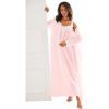 Only Necessities Plus Size Long 2-Piece Cabbage-Rose Peignoir Set(Shell Pink)