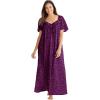 Only Necessities Plus Size Long Silky Lace-Trim Gown(Dark Berry Animal)
