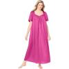Only Necessities Plus Size Long Silky Lace-Trim Gown(Paradise Pink)