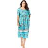 Only Necessities Plus Size Mixed Print Short Lounger(Caribbean Blue Paisley)