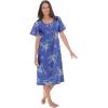 Only Necessities Plus Size Short Pintuck Knit Gown(Periwinkle Floral)