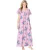 Only Necessities Plus Size Short Pintuck Knit Gown(Pink Floral)