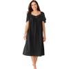 Only Necessities Plus Size Short Silky Lace-Trim Gown(Black)