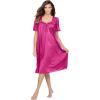 Only Necessities Plus Size Short Silky Lace-Trim Gown(Paradise Pink)