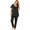 Only Necessities Plus Size Silky 2-Piece PJ Set(Black)