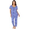 Only Necessities Plus Size Silky 2-Piece PJ Set(French Blue Flower)