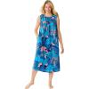 Only Necessities Plus Size Sleeveless Print Lounger(Paradise Blue Tropical Geo)