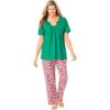 Plus Size Embroidered Short-Sleeve Sleep Top(Tropical Emerald)