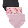 Plus Size Full Coverage Microfiber Panty 3-Pack(Watercolor Floral Pack)