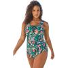 Swim 365 Women’s Plus Size Sarong-Front Swimsuit(Oasis Floral)