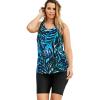 Swimsuits For All Swim 365 Women’s Plus Size Longer-Length Racerback Tankini Top(Blue Painterly Leaves)