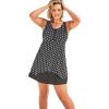 Swimsuits For All Swim 365 Women’s Plus Size Longer-Length Tankini Top(Black Dots)