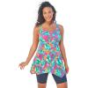 Swimsuits For All Swim 365 Women’s Plus Size Longer-Length Tankini Top(Hula Palm)