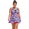 Swimsuits For All Swim 365 Women’s Plus Size Longer-Length Tankini Top(Navy Tropical Floral)