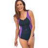Swimsuits For All Women’s Chlorine Resistant Zip Front One Piece Swimsuit (Plus(Mirtilla Azalea Black)