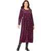 Woman Within Plus Size 21-Button Velour Dress(Deep Claret Floral Paisley)