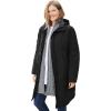 Woman Within Plus Size 3-In-1 Hooded Taslon Jacket(Black Gunmetal)