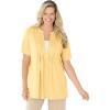 Woman Within Plus Size 7-Day Layer-Look Elbow-Sleeve Tee(Banana)