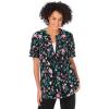 Woman Within Plus Size 7-Day Layer-Look Elbow-Sleeve Tee(Black Multi Butterflies)