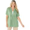Woman Within Plus Size 7-Day Layer-Look Elbow-Sleeve Tee(Sage)