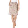 Woman Within Plus Size Adjustable Waist Chino Skort(Natural Khaki Flowers)