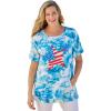 Woman Within Plus Size Americana Kangaroo Pocket Tee(Americana Stars)