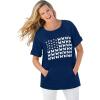 Woman Within Plus Size Americana Kangaroo Pocket Tee(Evening Blue Butterfly Flag)