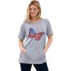 Woman Within Plus Size Americana Kangaroo Pocket Tee(Heather Grey Americana Butterfly)