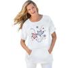 Woman Within Plus Size Americana Kangaroo Pocket Tee(White Firework Stars)
