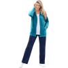Woman Within Plus Size Better Fleece Zip-Front Hoodie Long Oversized Sweatshirt(Deep Teal)