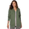 Woman Within Plus Size Better Fleece Zip-Front Hoodie Long Oversized Sweatshirt(Olive Green)