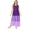 Woman Within Plus Size Colorblock Tiered Dress(Purple Orchid Colorblock)