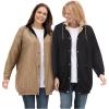 Woman Within Plus Size Fleece Nylon Reversible Jacket(Bark Black)
