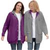 Woman Within Plus Size Fleece Nylon Reversible Jacket(Plum Purple Medium Heather Grey)