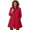 Woman Within Plus Size Fleece Swing Funnel-Neck Coat(Classic Red)