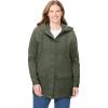 Woman Within Plus Size Lightweight Hooded Jacket Long Oversized Coat(Olive Green)