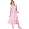 Woman Within Plus Size Mixed Print Maxi Dress(Pink Pretty Rose)