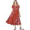 Woman Within Plus Size Mixed Print Maxi Dress(Red Ochre Pretty Rose)