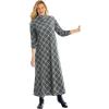 Woman Within Plus Size Mockneck Dress(Gunmetal Bias Plaid)