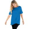 Woman Within Plus Size Perfect Cuffed Elbow-Sleeve Boat-Neck Tee(Bright Cobalt)